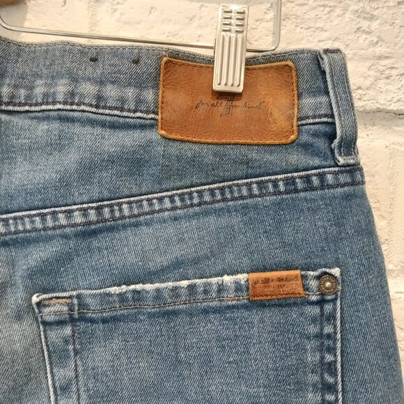 7 For All Mankind Jeans Mens 33x28 Paxtyn Blue Distressed Raw Hem Made in USA - Picture 12 of 12